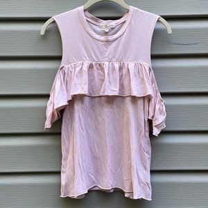 UO Blush Cold Shoulder Ruffle Top